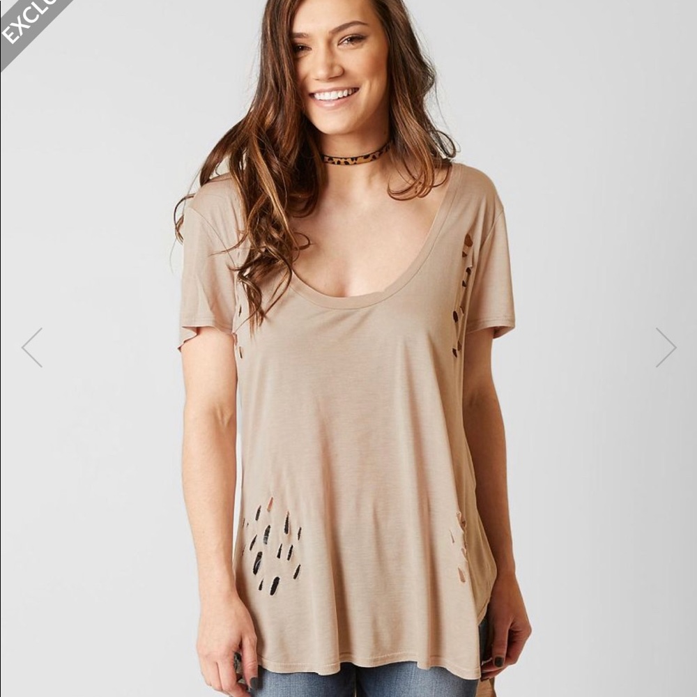 Gilded Intent destructed raw edge top